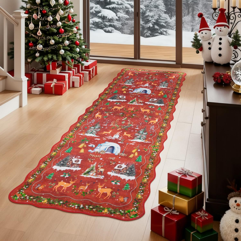 Christmas-themed rug, 60x180cm, crystal velvet surface