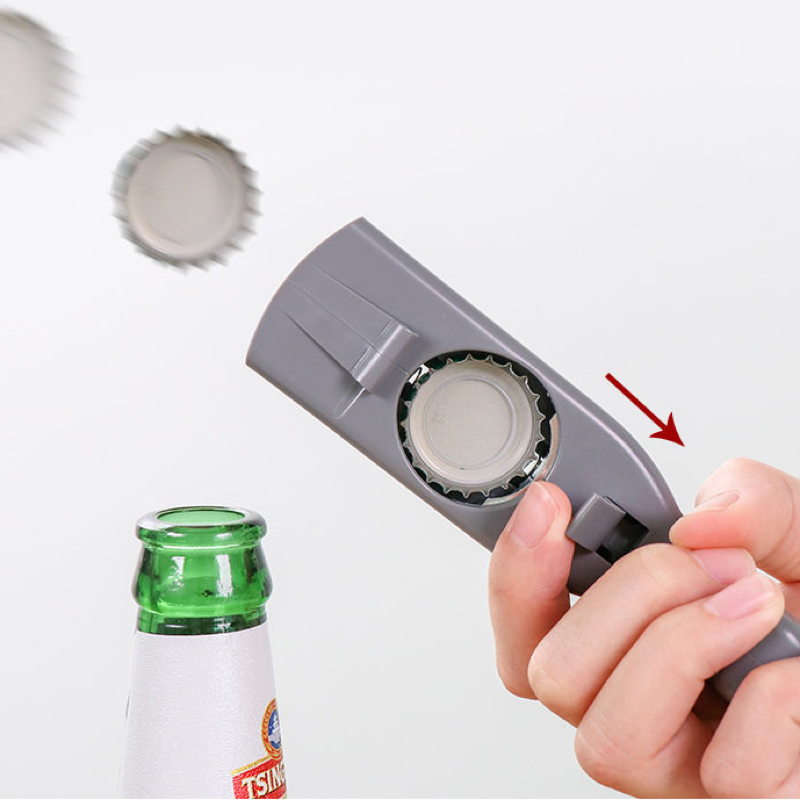 Bottle opener, bottle cap launcher, novelty toy