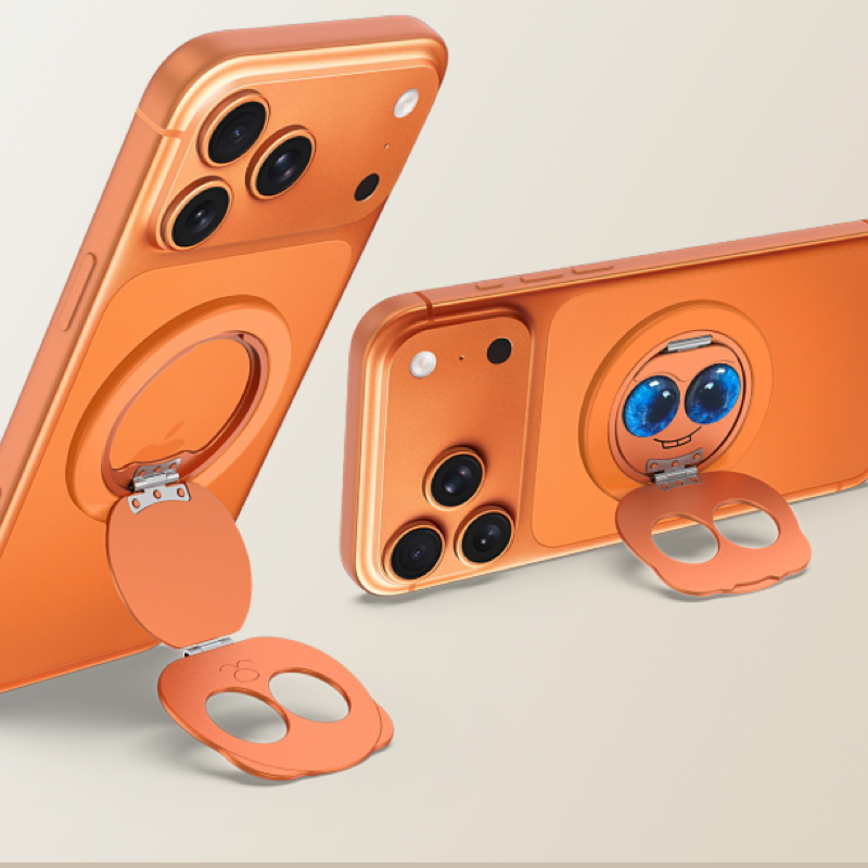 Magnetic double-folding rotating stand, adjustable ring buckle portable phone holder