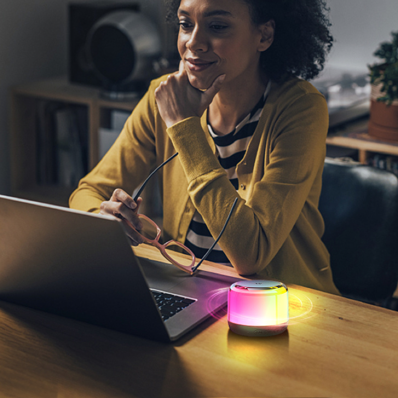 Wireless Bluetooth speaker, colorful and luminous mini desktop computer speaker, portable for outdoor use.