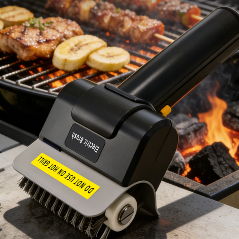 Handheld Electric BBQ Brush, Heavy-Duty Grease Cleaner for Grill Grates
