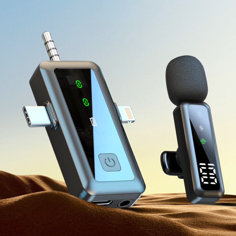 New Wireless Lavalier Microphone ，Portable Mini Mic for Outdoor, Live Streaming, Mobile & Computer, Bluetooth Audio Recording