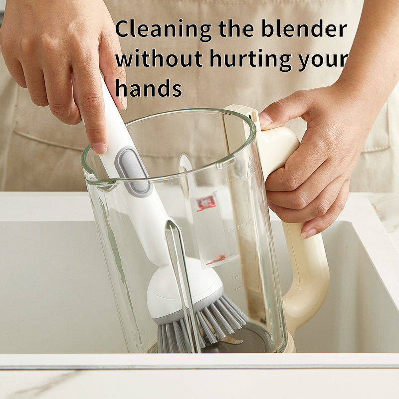 Long-handled cleaning brush, press to dispense liquid, convenient and easy to use.