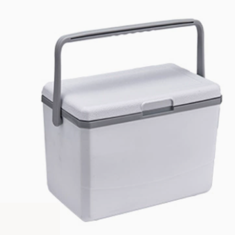 Portable insulated box for camping, fishing and vending, keeps items cold, warm and fresh for commercial use.