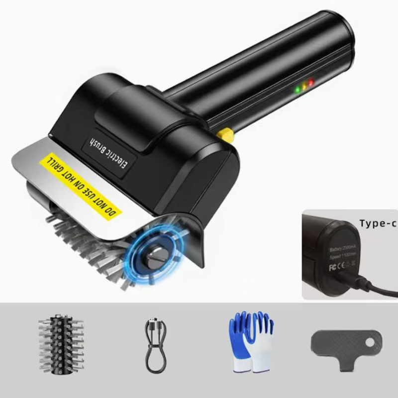 Handheld Electric BBQ Brush, Heavy-Duty Grease Cleaner for Grill Grates